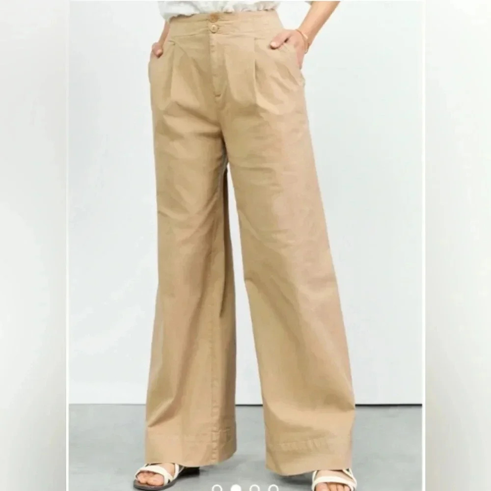 Maeve Anthropologie Pleated Wide-Leg Pants Trousers | 4